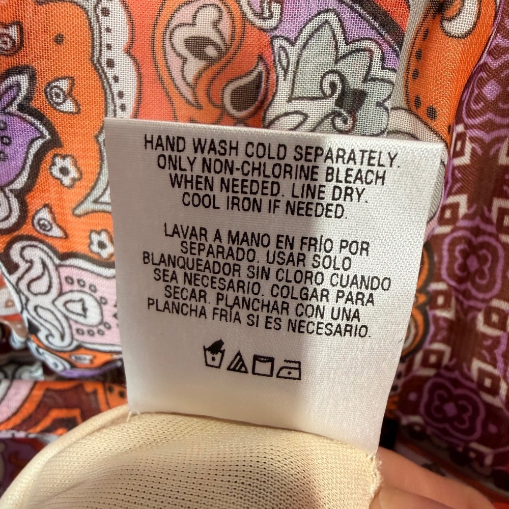 Metaphor Orange Paisley Print Maxi Dress Spaghetti Strap Tie Waist Size 14 - Picture 5 of 8